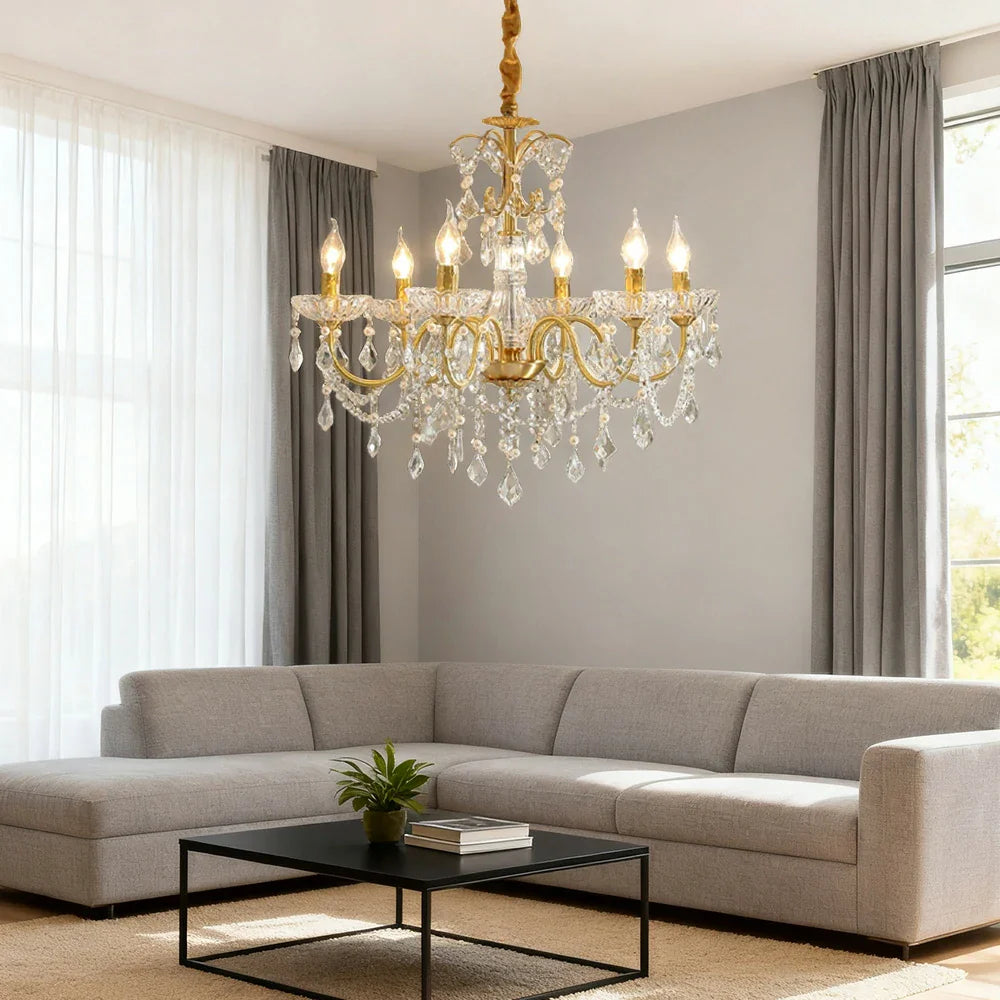 LUXORA 65/75/92cm Crystal Pendant Light High-Quality Iron Frame, Adjustable Height, Crystal Beads, Elegant Light Diffusion