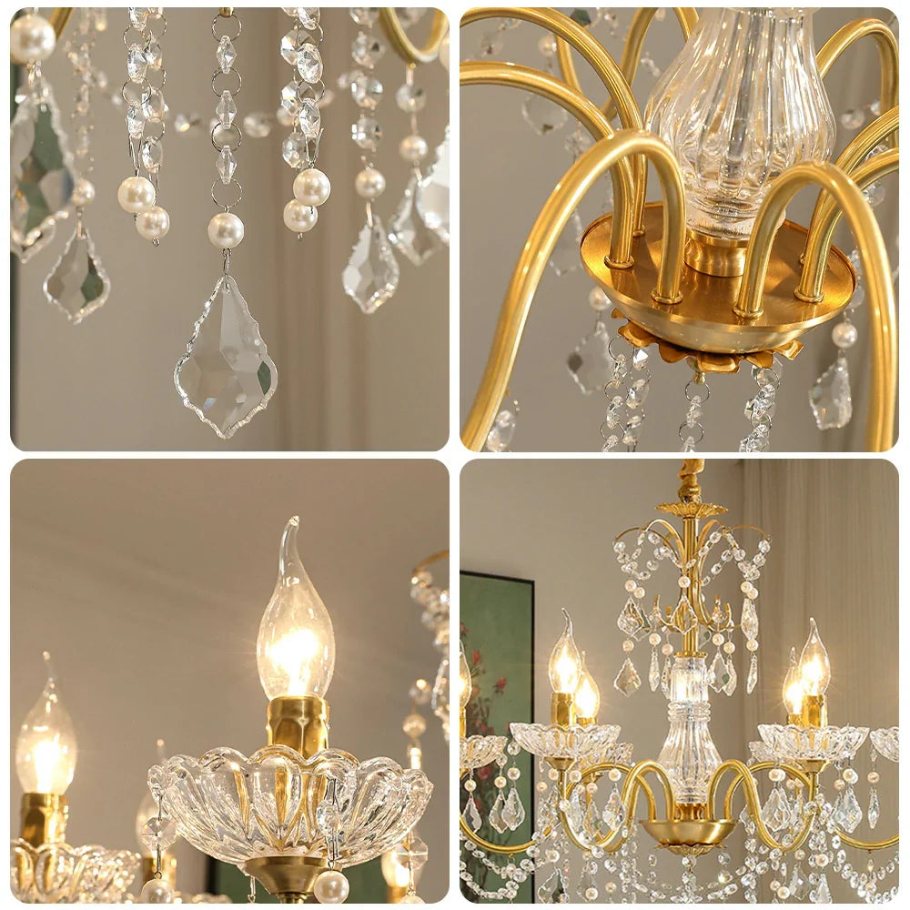 LUXORA 65/75/92cm Crystal Pendant Light High-Quality Iron Frame, Adjustable Height, Crystal Beads, Elegant Light Diffusion