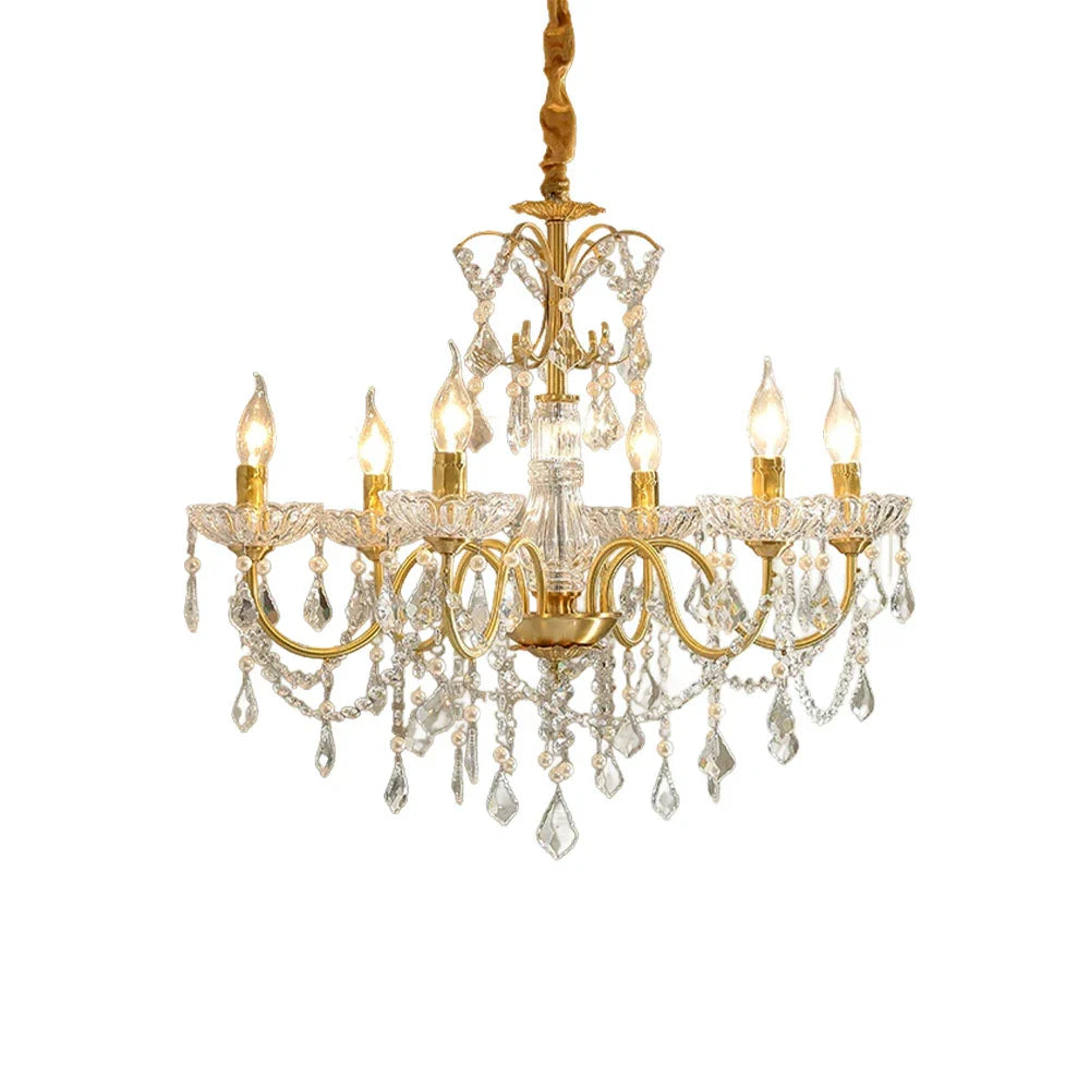 LUXORA 65/75/92cm Crystal Pendant Light High-Quality Iron Frame, Adjustable Height, Crystal Beads, Elegant Light Diffusion
