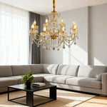 LUXORA 65/75/92cm Crystal Pendant Light High-Quality Iron Frame, Adjustable Height, Crystal Beads, Elegant Light Diffusion