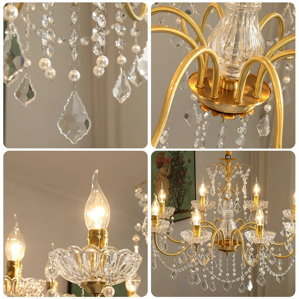 LUXORA 65/75/92cm Crystal Pendant Light High-Quality Iron Frame, Adjustable Height, Crystal Beads, Elegant Light Diffusion
