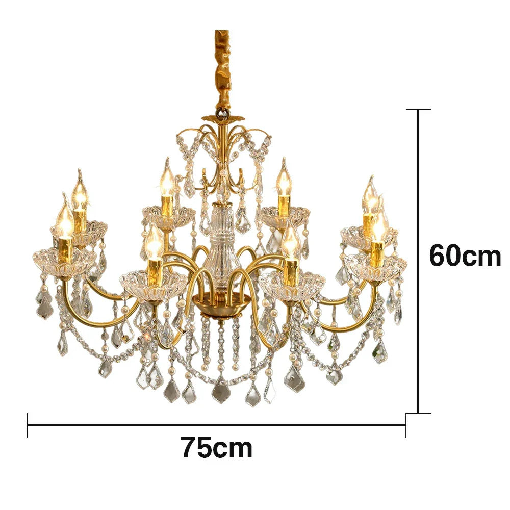 LUXORA 65/75/92cm Crystal Pendant Light High-Quality Iron Frame, Adjustable Height, Crystal Beads, Elegant Light Diffusion