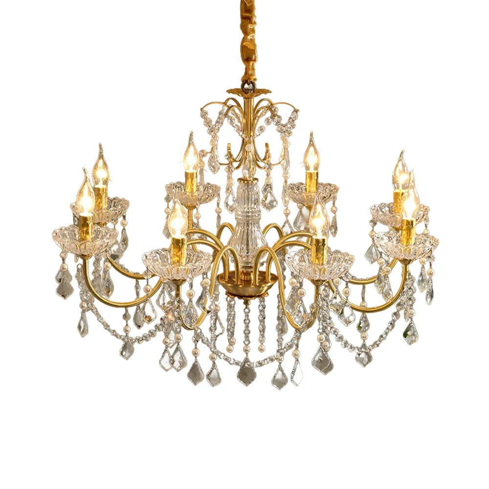 LUXORA 65/75/92cm Crystal Pendant Light High-Quality Iron Frame, Adjustable Height, Crystal Beads, Elegant Light Diffusion