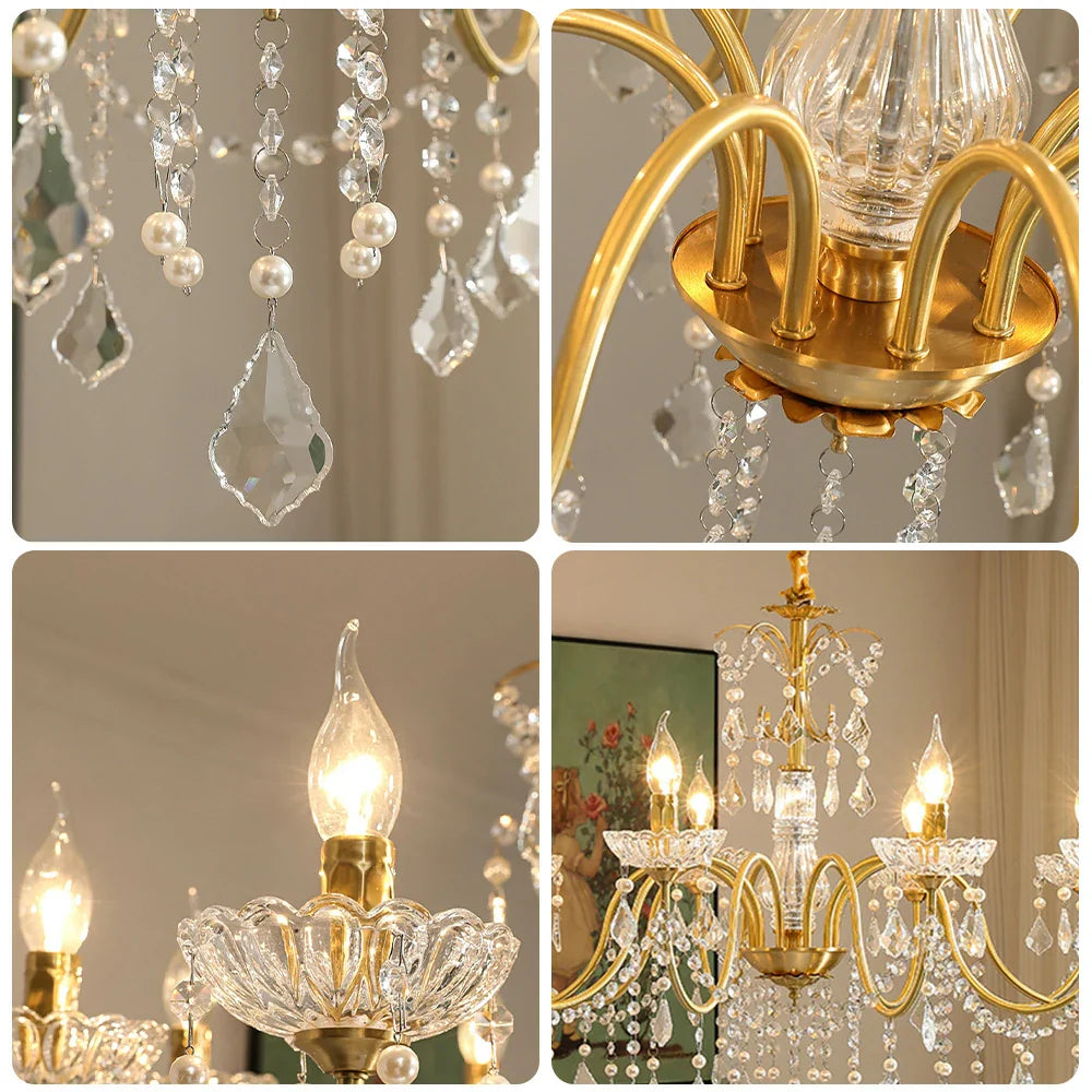 LUXORA 65/75/92cm Crystal Pendant Light High-Quality Iron Frame, Adjustable Height, Crystal Beads, Elegant Light Diffusion