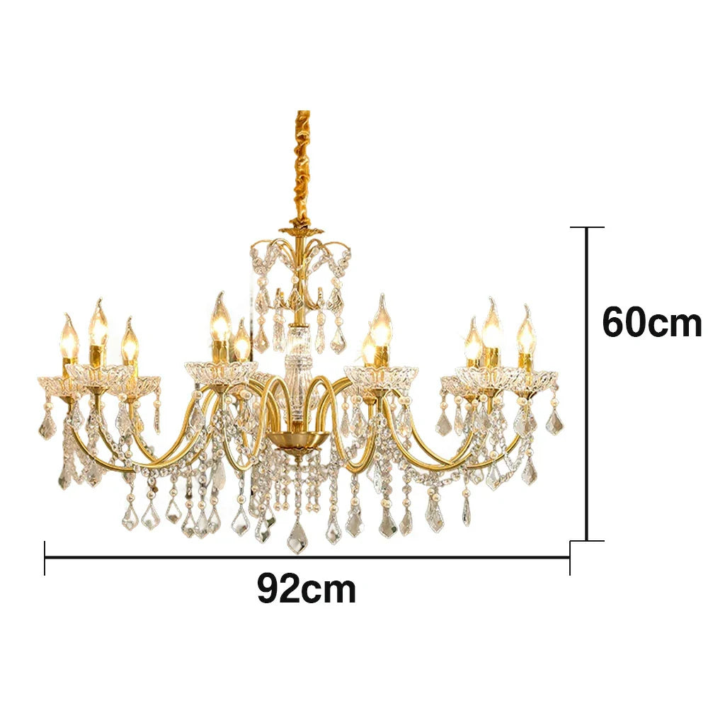 LUXORA 65/75/92cm Crystal Pendant Light High-Quality Iron Frame, Adjustable Height, Crystal Beads, Elegant Light Diffusion