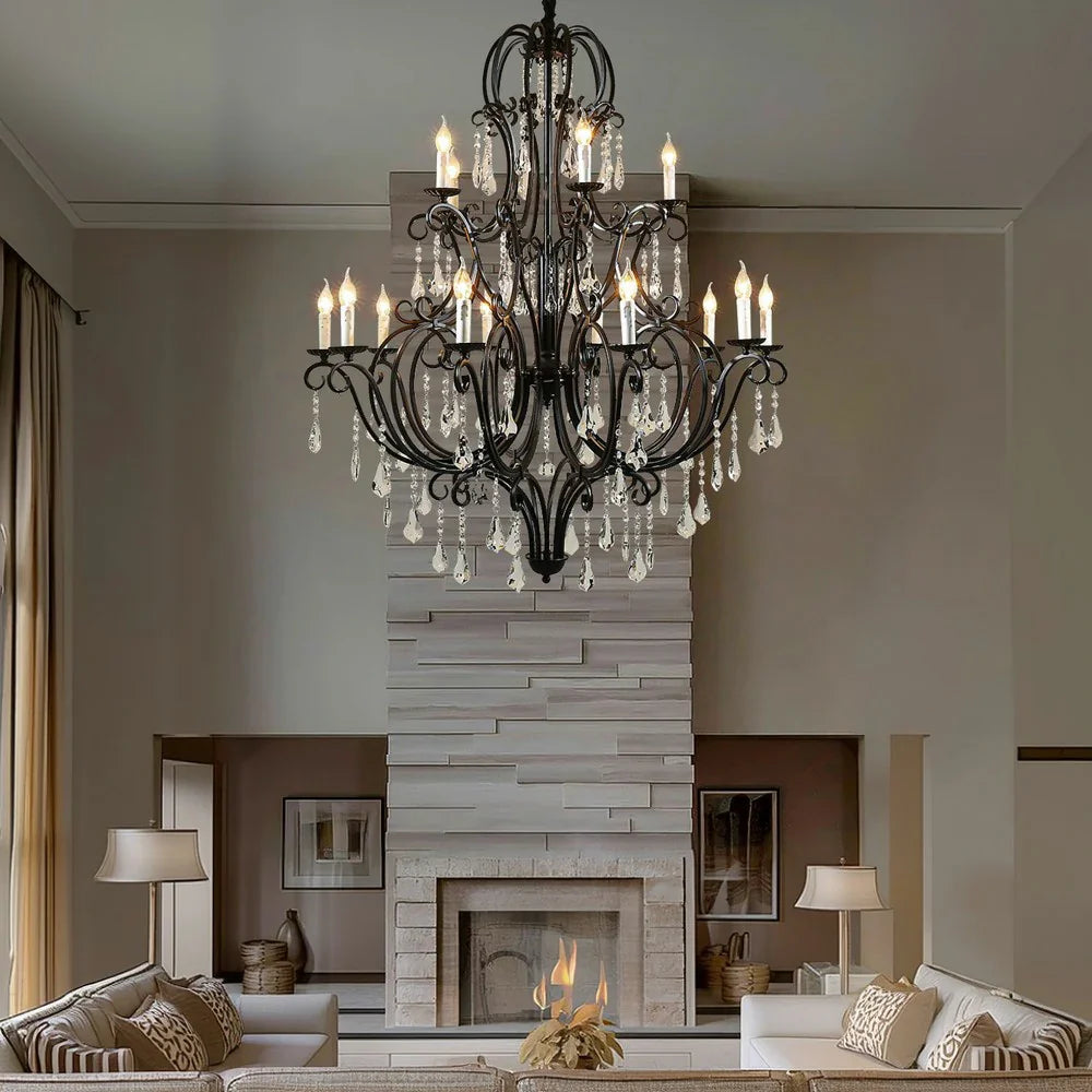 LUXORA 90/115/145cm Crystal Pendant Light High-Quality Alloy Frame, Adjustable Height, Premium Crystal Pendants, Elegant Light Diffusion