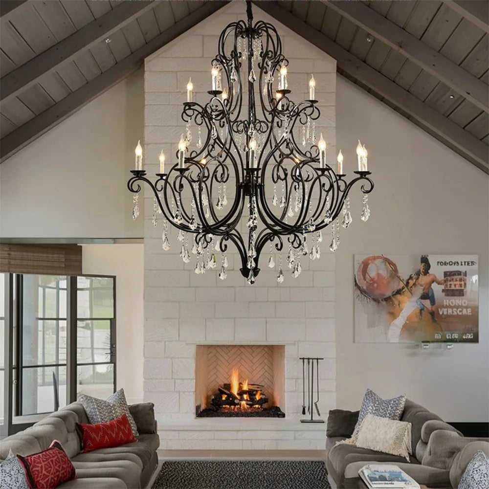 LUXORA 90/115/145cm Crystal Pendant Light High-Quality Alloy Frame, Adjustable Height, Premium Crystal Pendants, Elegant Light Diffusion