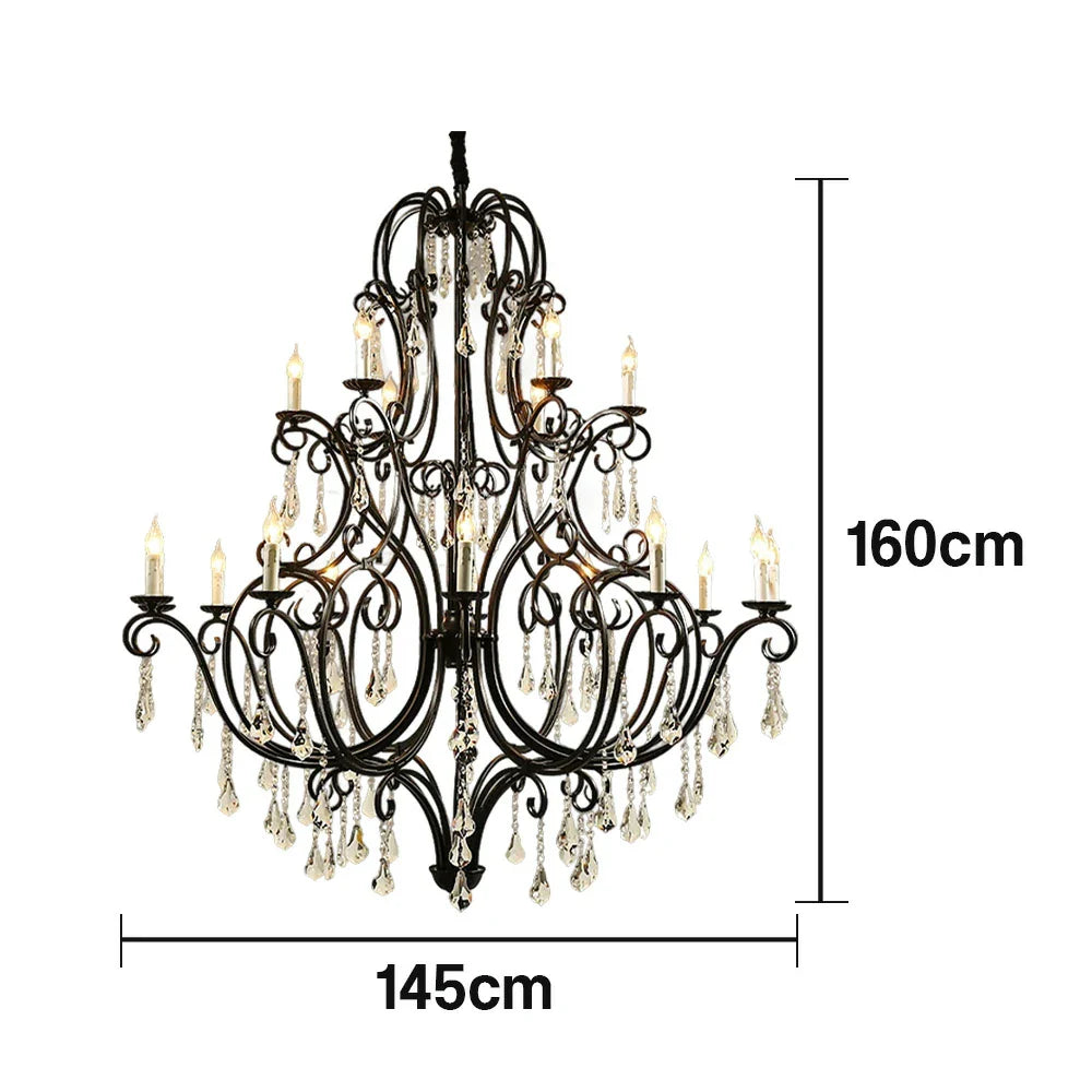 LUXORA 90/115/145cm Crystal Pendant Light High-Quality Alloy Frame, Adjustable Height, Premium Crystal Pendants, Elegant Light Diffusion