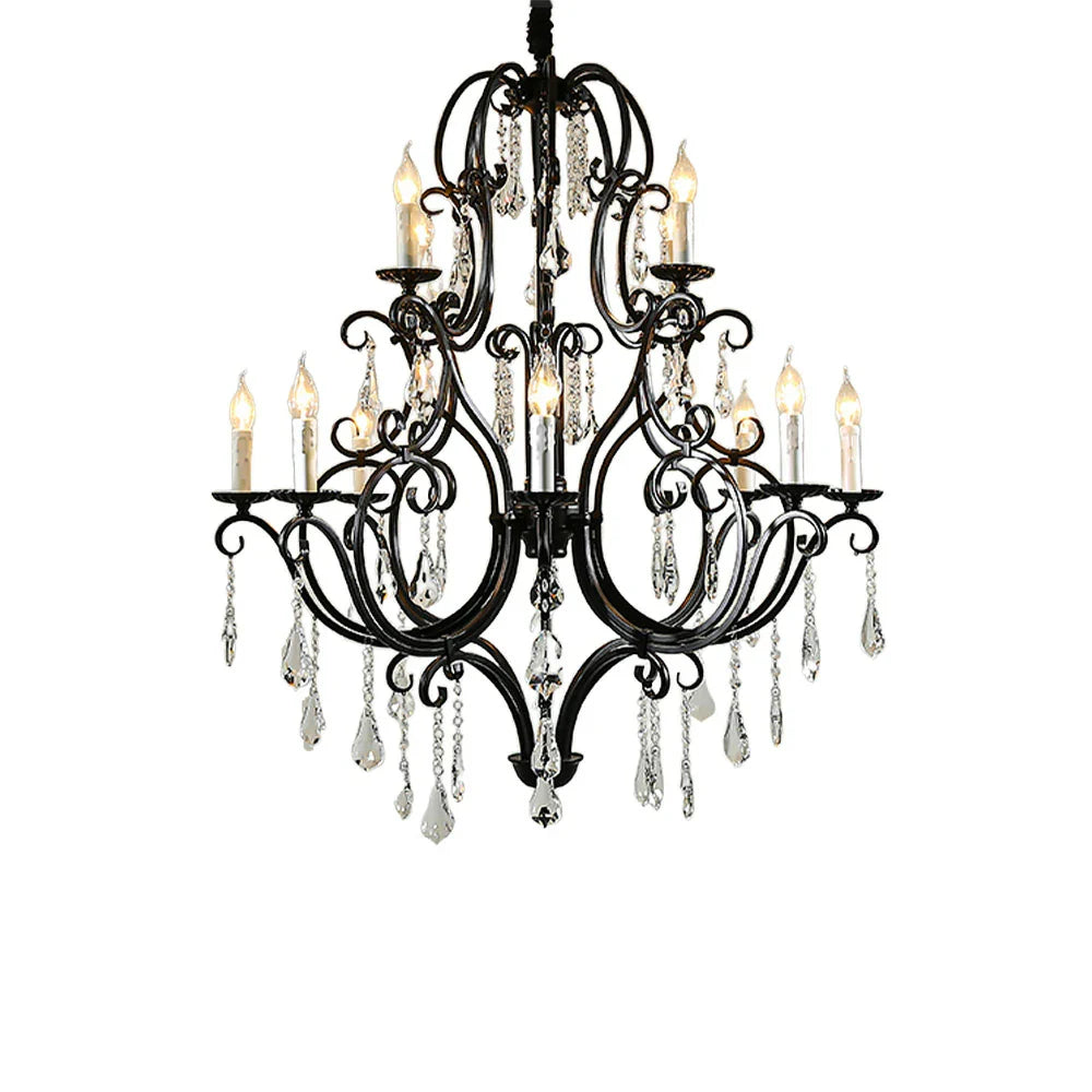 LUXORA 90/115/145cm Crystal Pendant Light High-Quality Alloy Frame, Adjustable Height, Premium Crystal Pendants, Elegant Light Diffusion