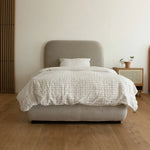 LUXORA Upholstered Headboard - Bed Wood, 150/180cm, Fabric Solid Frame Sponge High-Density Cotton-Linen Grey
