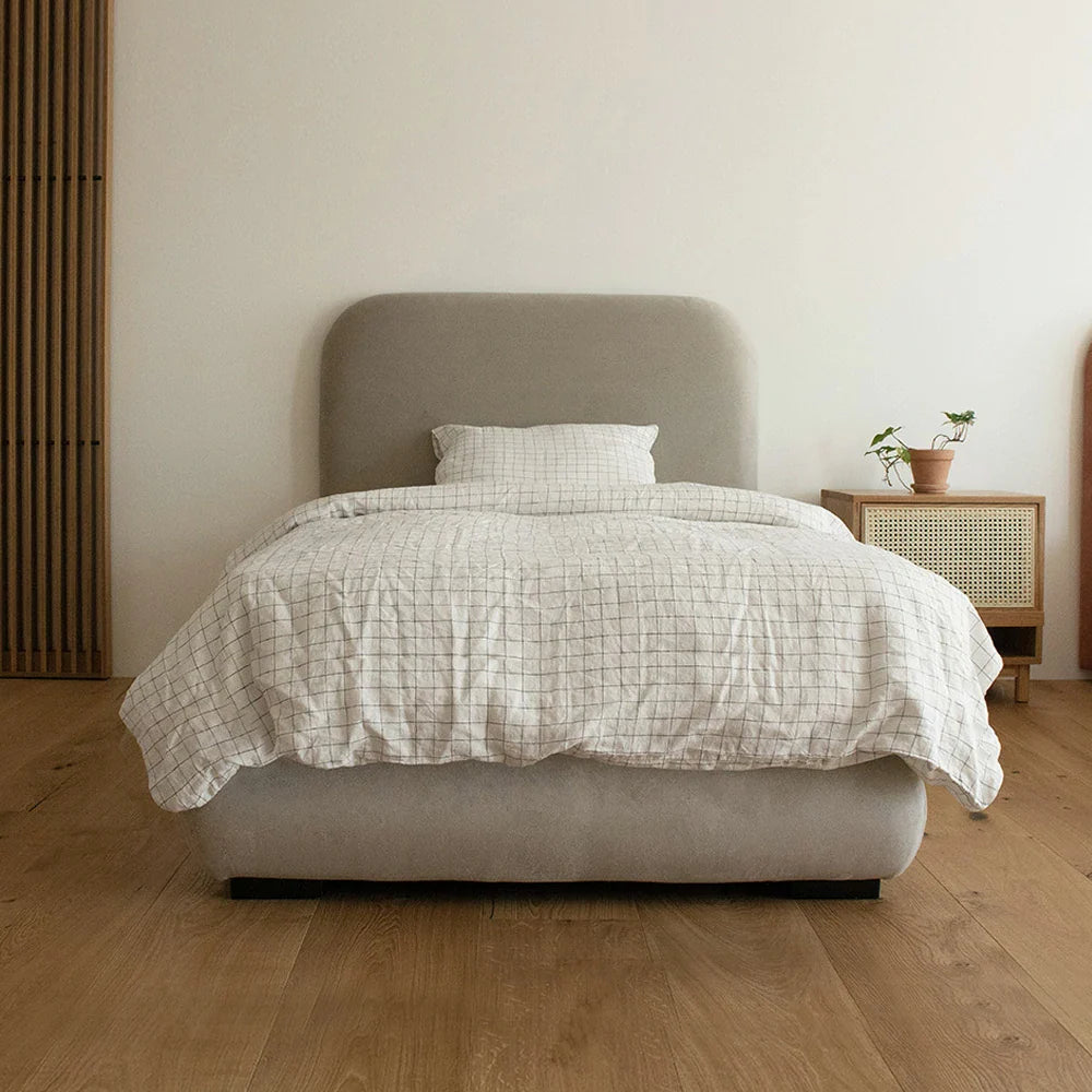 LUXORA Upholstered Headboard - Bed Wood, 150/180cm, Fabric Solid Frame Sponge High-Density Cotton-Linen Grey