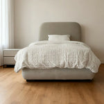 LUXORA Upholstered Headboard - Bed Wood, 150/180cm, Fabric Solid Frame Sponge High-Density Cotton-Linen Grey
