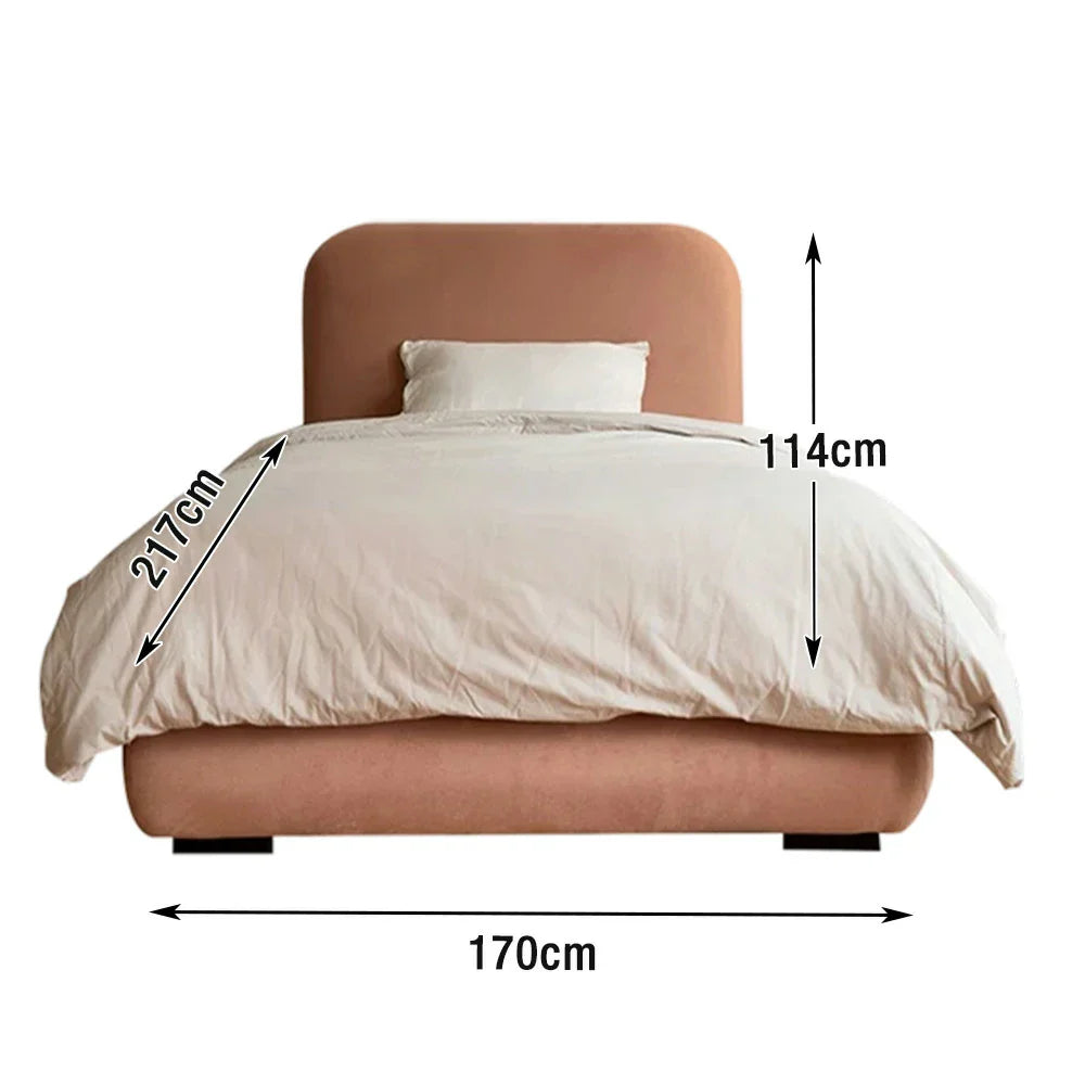 LUXORA Upholstered Bed Cotton-Linen Frame 150/180cm, Headboard Fabric Solid - High-Density Sponge Wood, Pink