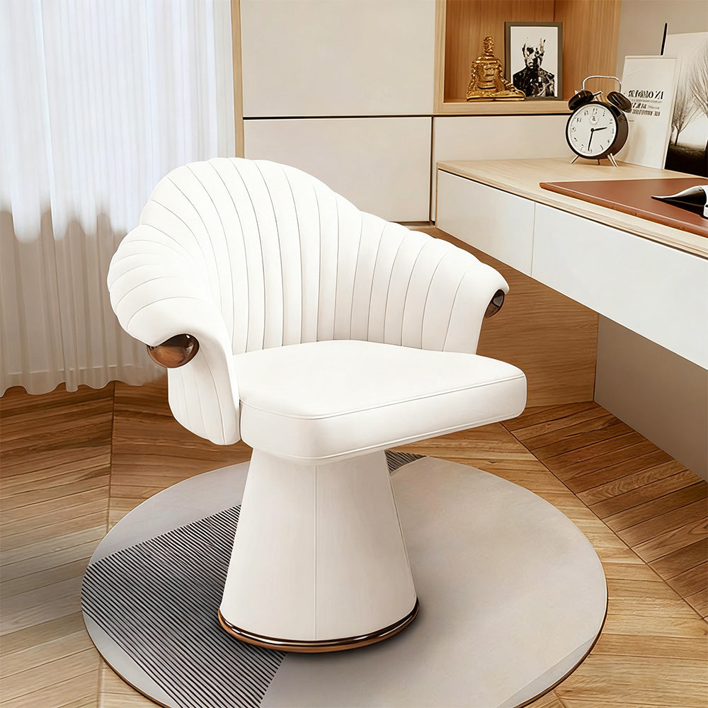 LUXORA Swivel Ergonomic Chair, with Seating and Sponge, 360-degree High-Density Italian Stylish - Lounge Leather, Design Top-Grain for Rotation Comfortable White