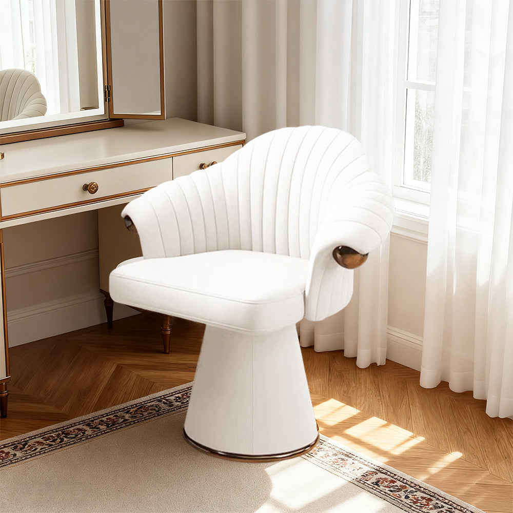 LUXORA Swivel Ergonomic Chair, with Seating and Sponge, 360-degree High-Density Italian Stylish - Lounge Leather, Design Top-Grain for Rotation Comfortable White