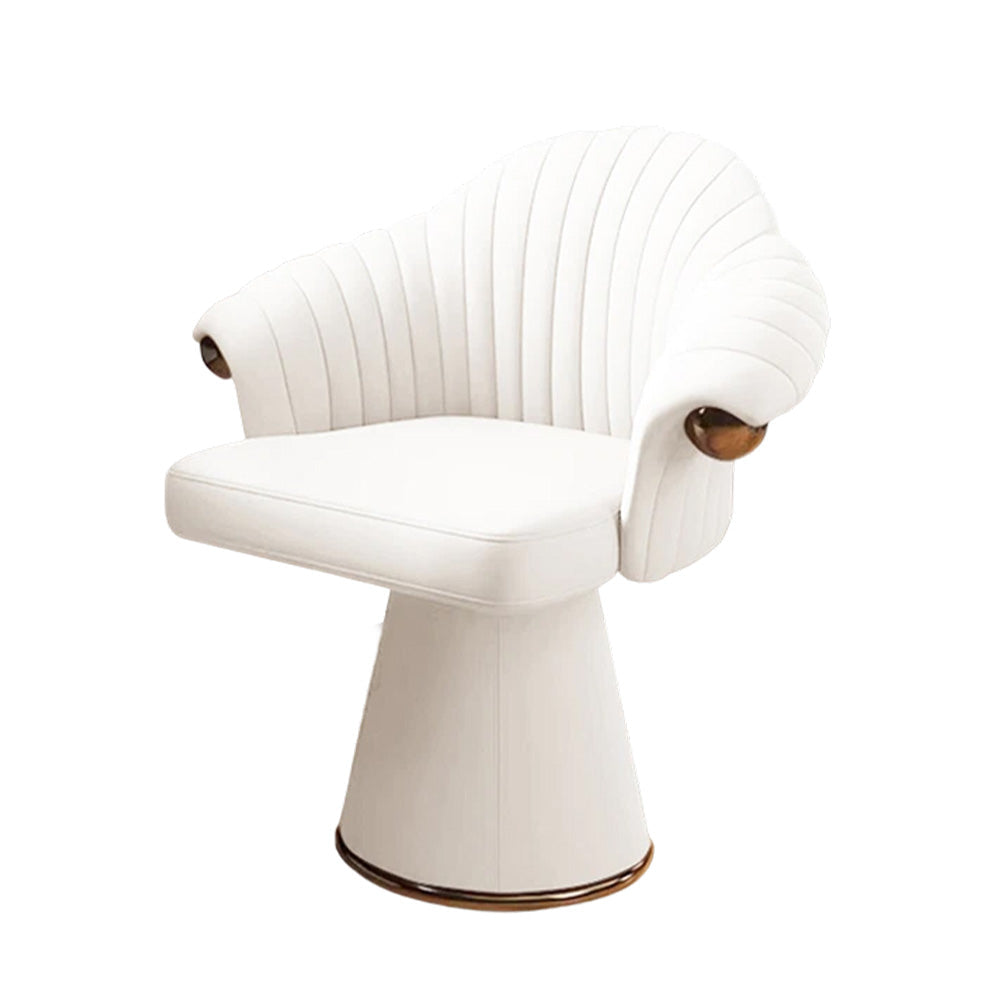 LUXORA Swivel Ergonomic Chair, with Seating and Sponge, 360-degree High-Density Italian Stylish - Lounge Leather, Design Top-Grain for Rotation Comfortable White