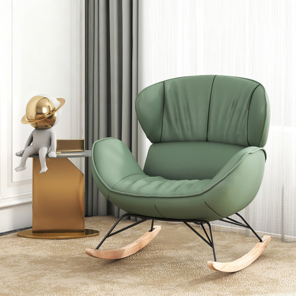 LUXORA Rocking Ash Leather, 105-degree Rocking Recline, Foam, Stable High-Density Base, Tech Wood - Design Chair Grey