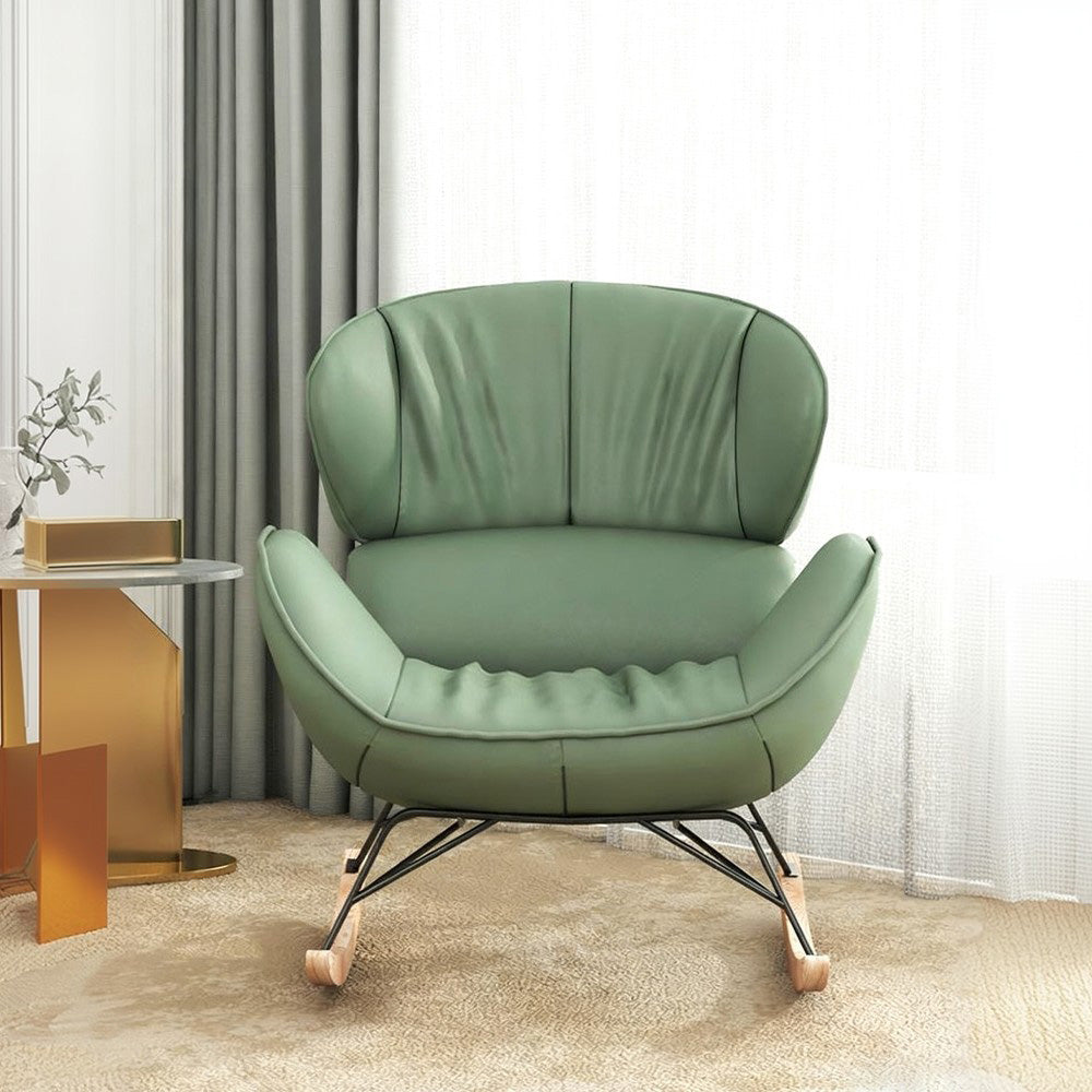 LUXORA Rocking Ash Leather, 105-degree Rocking Recline, Foam, Stable High-Density Base, Tech Wood - Design Chair Grey