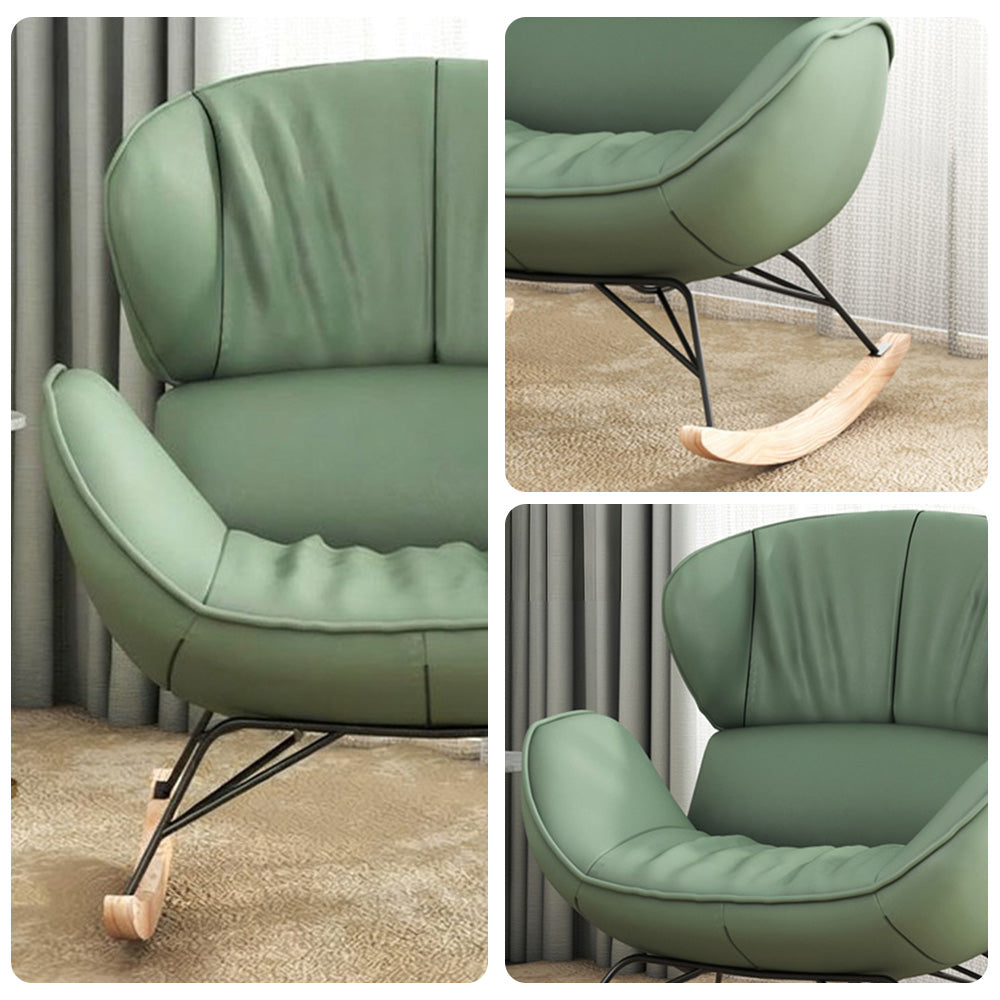LUXORA Rocking Ash Leather, 105-degree Rocking Recline, Foam, Stable High-Density Base, Tech Wood - Design Chair Grey