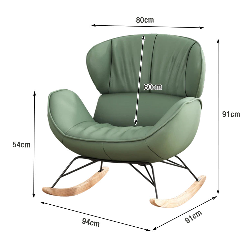 LUXORA Rocking Ash Leather, 105-degree Rocking Recline, Foam, Stable High-Density Base, Tech Wood - Design Chair Grey