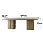 LUXORA 140/160cm Dining Table - Premium Veneer Tabletop, Double Pedestal Base, Modern Sculptural Look - Wood