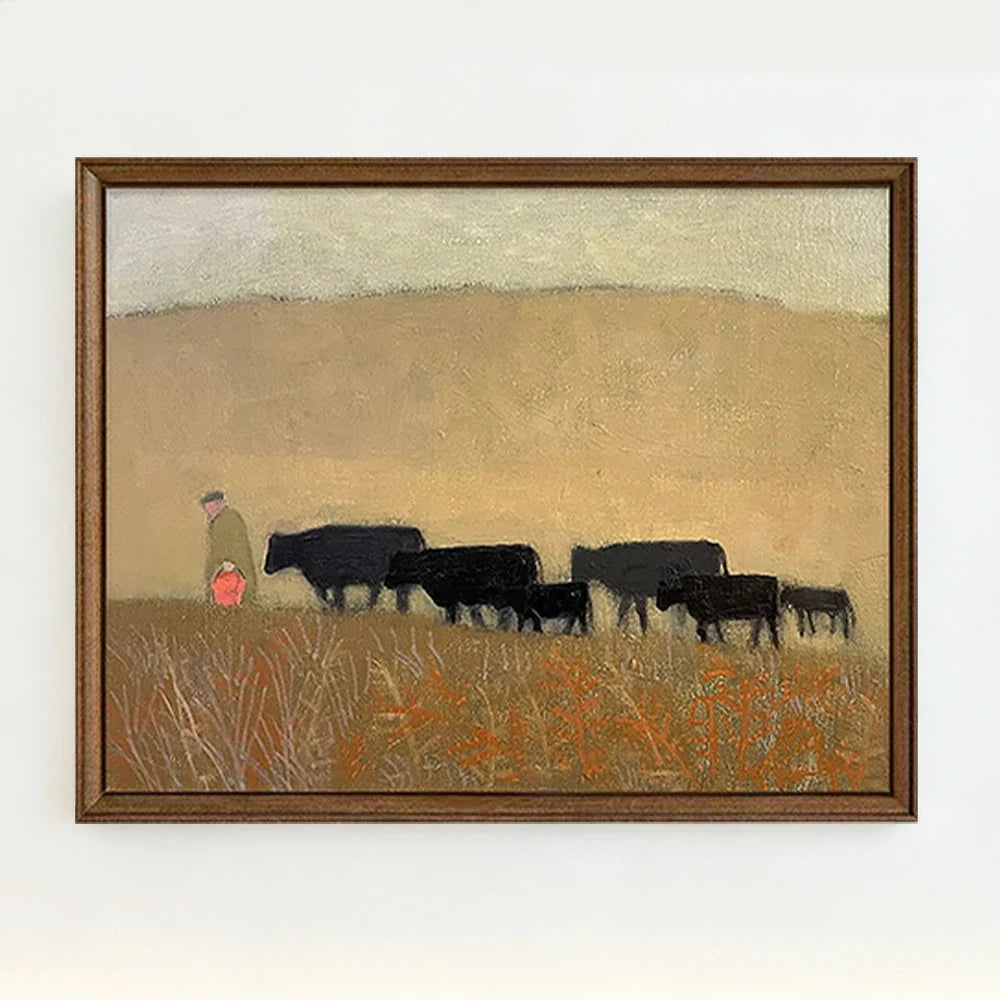LUXORA Hand Gentle Painting and Minimalist Wall Brush Texture 50/80/120cm Painted Oil Art Featuring Neutral Composition