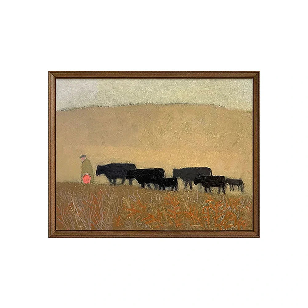 LUXORA Hand Gentle Painting and Minimalist Wall Brush Texture 50/80/120cm Painted Oil Art Featuring Neutral Composition