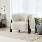 LUXORA Lounge Chair - Soft Cotton-Linen Upholstery, Wrap-Around Backrest, Deep Seat Relaxed Design - White