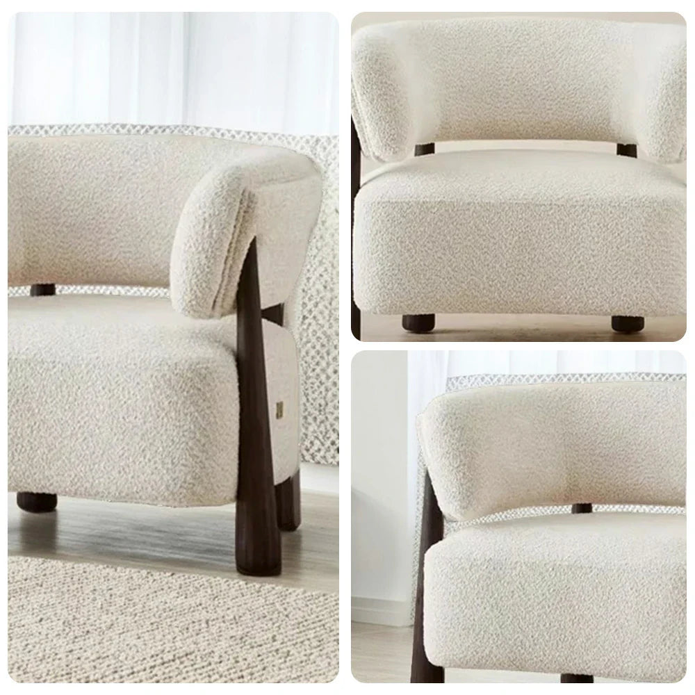 LUXORA Lounge Chair - Soft Cotton-Linen Upholstery, Wrap-Around Backrest, Deep Seat Relaxed Design - White