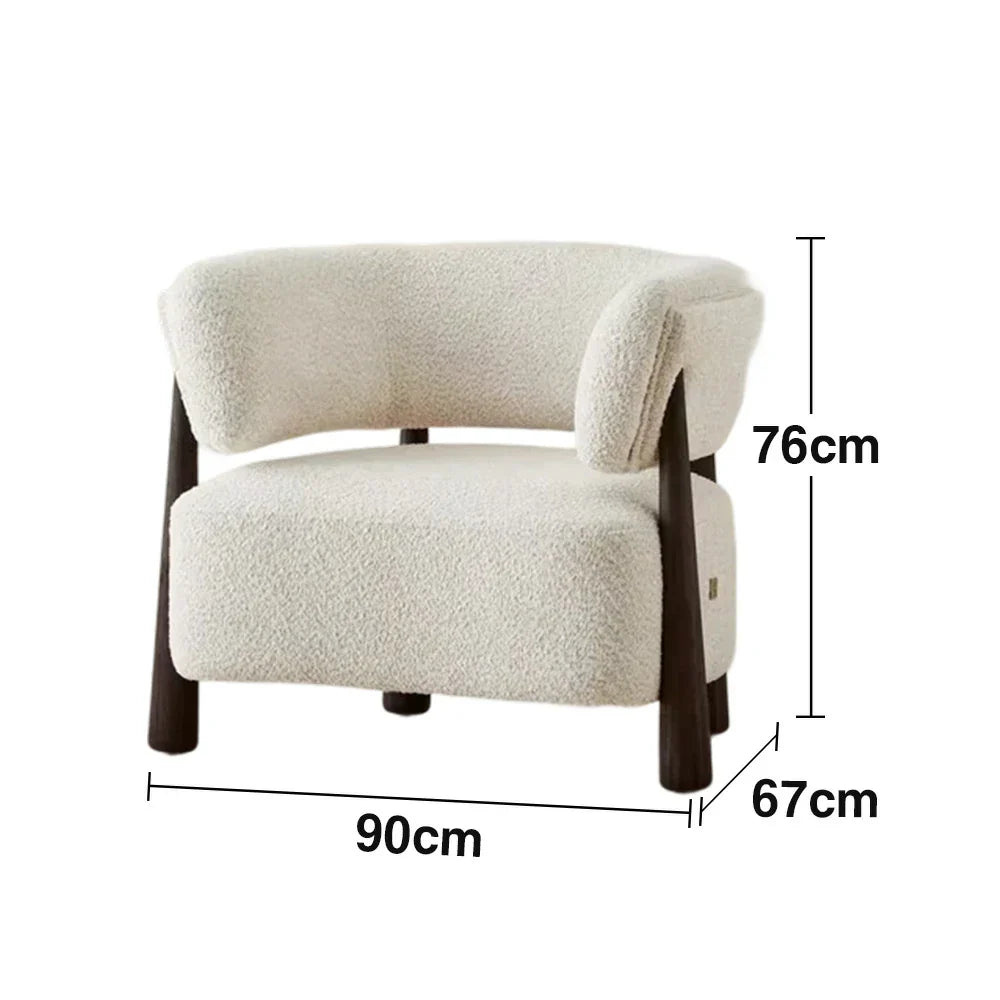 LUXORA Lounge Chair - Soft Cotton-Linen Upholstery, Wrap-Around Backrest, Deep Seat Relaxed Design - White