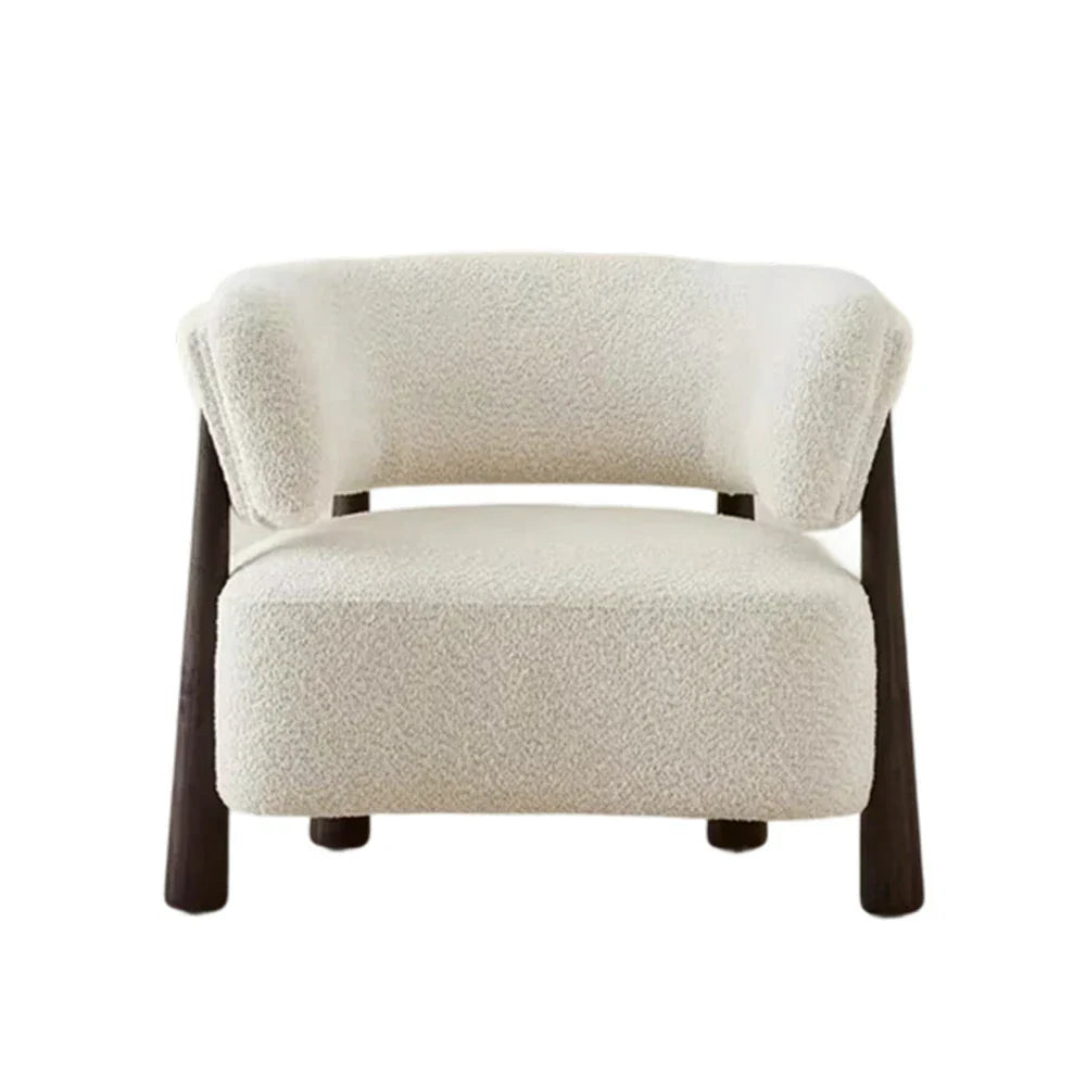LUXORA Lounge Chair - Soft Cotton-Linen Upholstery, Wrap-Around Backrest, Deep Seat Relaxed Design - White