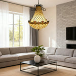 LUXORA Crystal Handcrafted E27 - Height, Glass, Frame, Socket, Adjustable Elegant for Iron Coloured Illumination Light High-Temperature Pendant