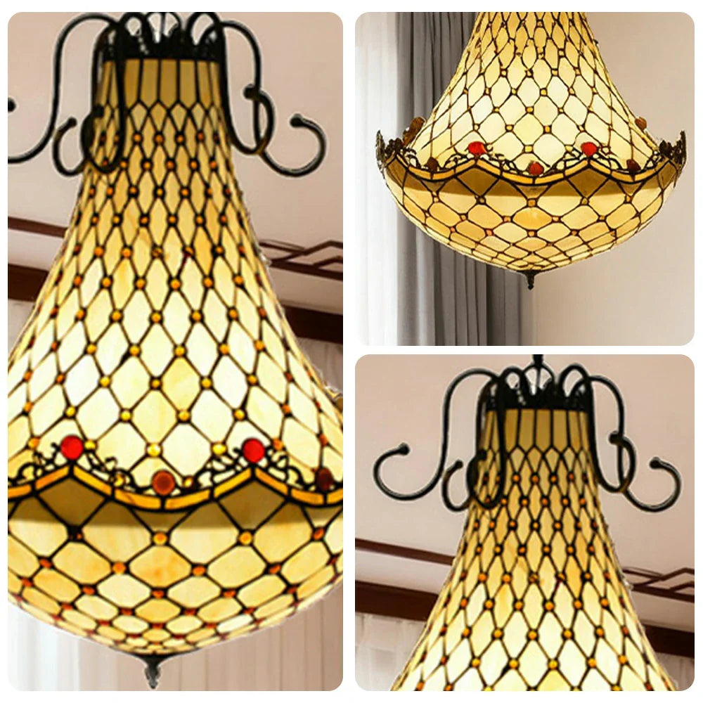 LUXORA Crystal Handcrafted E27 - Height, Glass, Frame, Socket, Adjustable Elegant for Iron Coloured Illumination Light High-Temperature Pendant