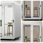 MODERA BJK-151321 Casters Lighting, Steel Office Soundproof - w/ Booth Ventilation Panel Meeting 1.5x1.3m White