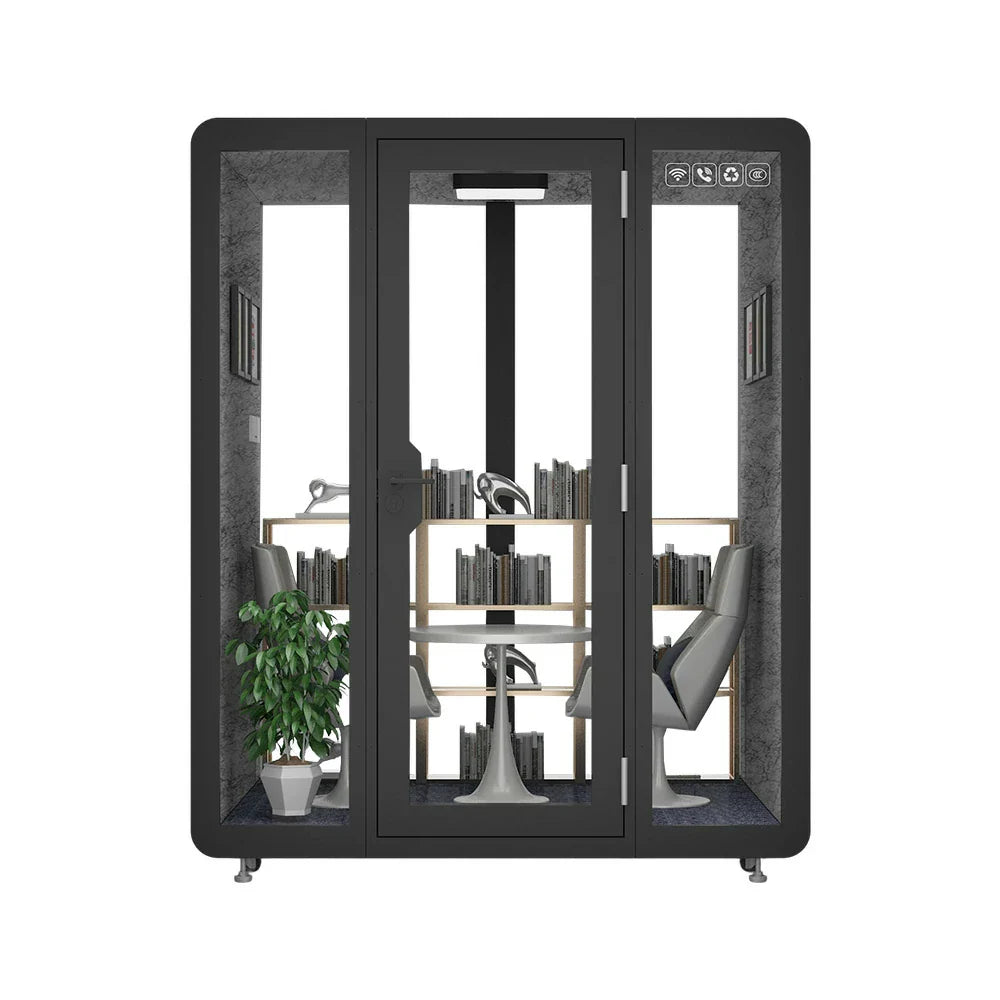 MODERA BJK-181521 Office Ventilation Meeting Lighting, w/ - Soundproof Booth Casters 1.8x1.5m Panel Steel Black