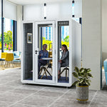 MODERA BJK-181521 - Meeting Booth Casters Panel w/ Steel Soundproof Lighting, 1.8x1.5m Office Ventilation White