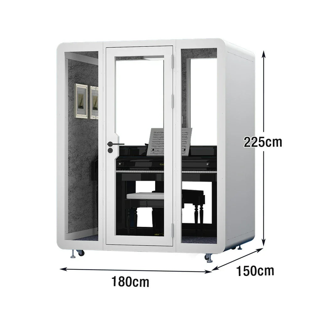 MODERA BJK-181521 - Meeting Booth Casters Panel w/ Steel Soundproof Lighting, 1.8x1.5m Office Ventilation White