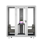 MODERA BJK-201821 Soundproof Booth Panel Casters Office Lighting, Ventilation 2.0x1.8m Steel - Meeting w/ White