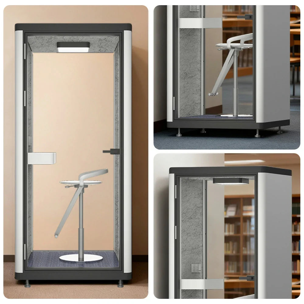 MODERA LCK-101021 Pod System Frame Office Lighting Soundproof Ventilation - W/ 1x1m Booth Aluminium Phone Black