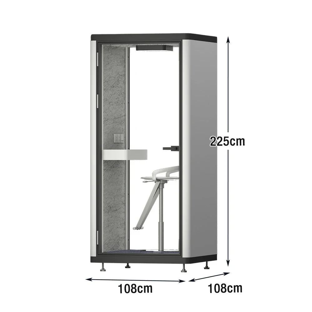 MODERA LCK-101021 Pod System Frame Office Lighting Soundproof Ventilation - W/ 1x1m Booth Aluminium Phone Black
