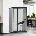 MODERA LCK-141221 Office - Pod 1x1m Lighting Phone Frame Ventilation, Booth Casters Soundproof w/ Aluminium Black