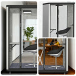 MODERA LCK-141221 Office - Pod 1x1m Lighting Phone Frame Ventilation, Booth Casters Soundproof w/ Aluminium Black