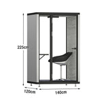 MODERA LCK-141221 Office - Pod 1x1m Lighting Phone Frame Ventilation, Booth Casters Soundproof w/ Aluminium Black