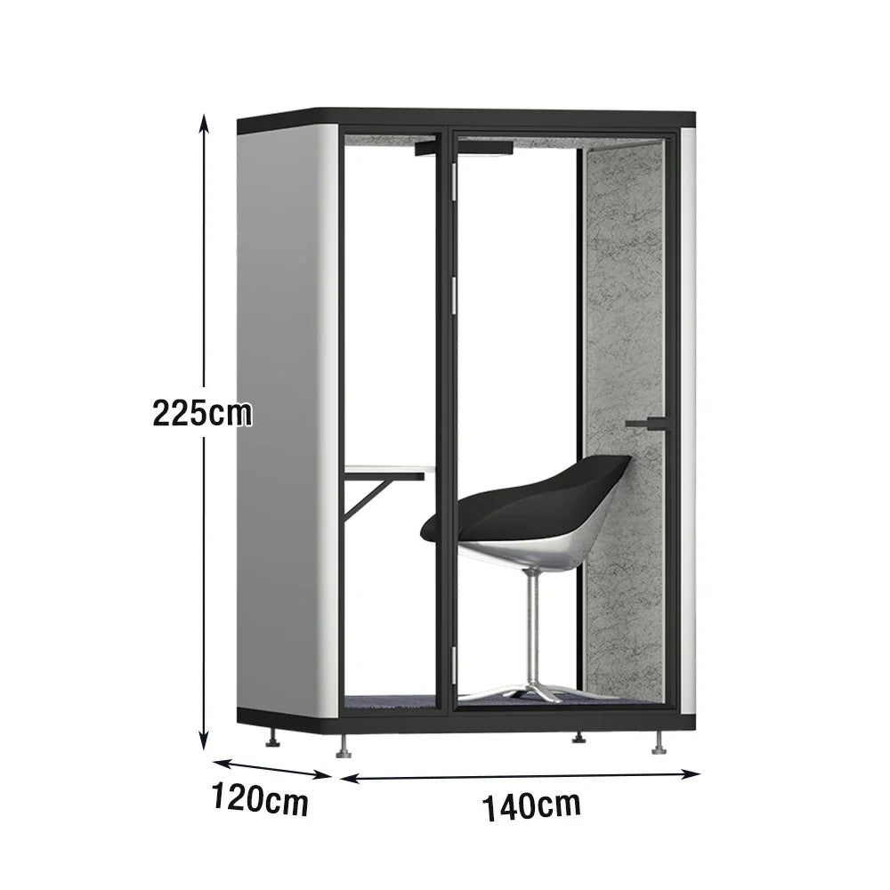 MODERA LCK-141221 Office - Pod 1x1m Lighting Phone Frame Ventilation, Booth Casters Soundproof w/ Aluminium Black