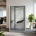MODERA LCK-141221 Lighting 1x1m Aluminium Casters Booth Frame w/ Pod Ventilation, Soundproof - Office Phone White
