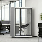 MODERA LCK-141221 Lighting 1x1m Aluminium Casters Booth Frame w/ Pod Ventilation, Soundproof - Office Phone White