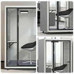MODERA LCK-141221 Lighting 1x1m Aluminium Casters Booth Frame w/ Pod Ventilation, Soundproof - Office Phone White