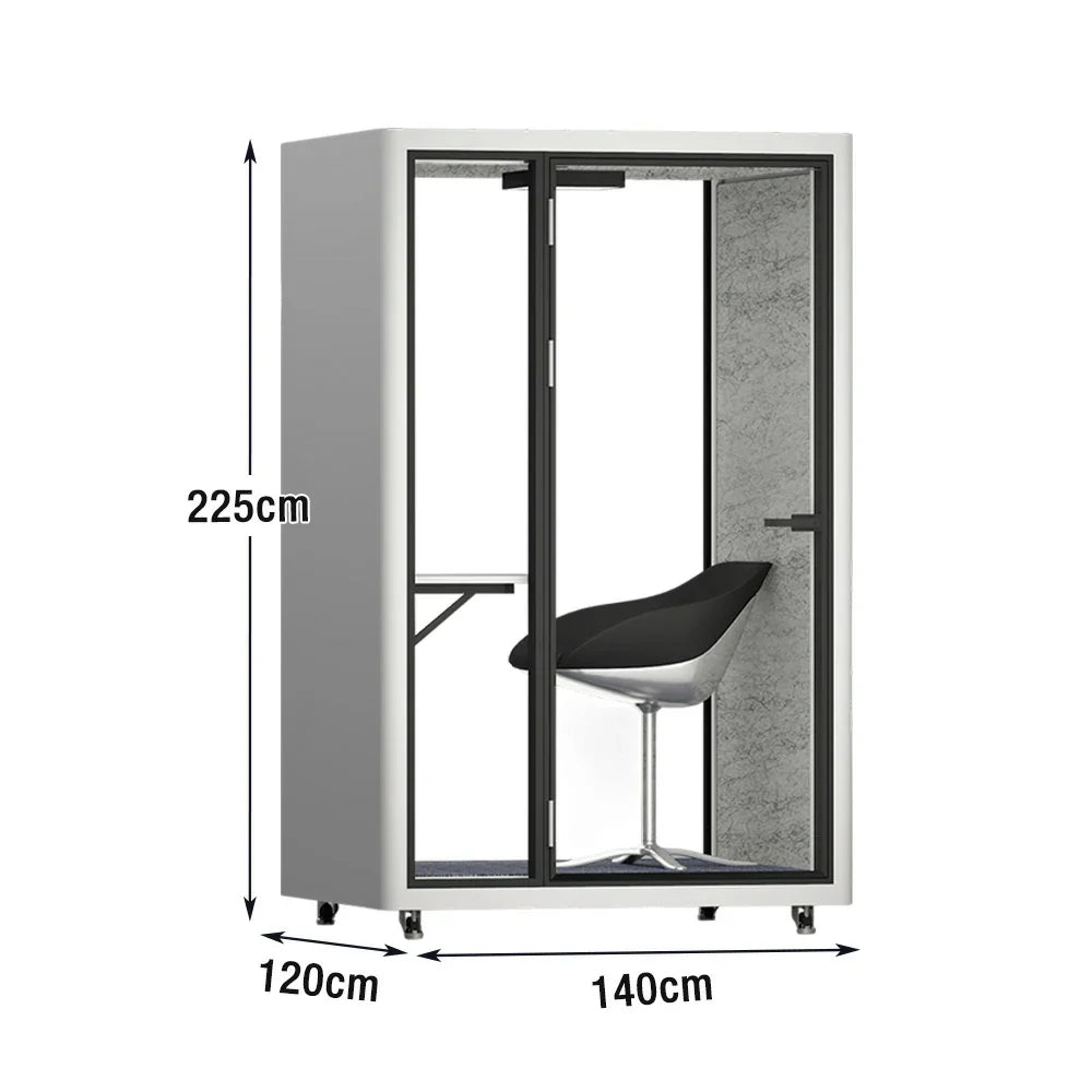 MODERA LCK-141221 Lighting 1x1m Aluminium Casters Booth Frame w/ Pod Ventilation, Soundproof - Office Phone White