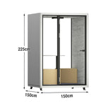 MODERA LCK-151521 Frame Booth Casters - 1.8x1.5m Ventilation Office Soundproof Lighting, Aluminium w/ Large Meeting White