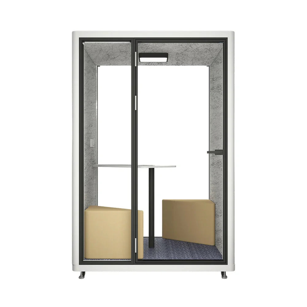 MODERA LCK-151521 Frame Booth Casters - 1.8x1.5m Ventilation Office Soundproof Lighting, Aluminium w/ Large Meeting White